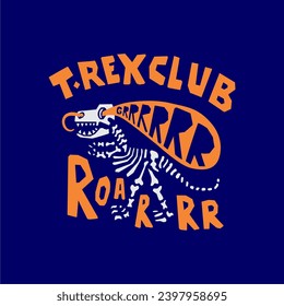 Trex club roar with slogan graphic design vector