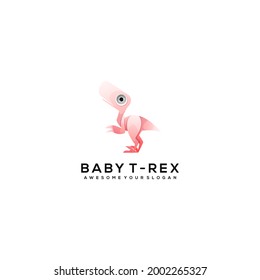 t-rex colorful logo design ilustration 