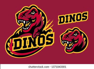 Trex - Dinos Mascot Sport Logo in Vector Illustration