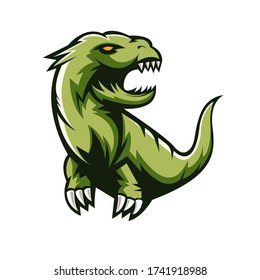 T-rex Dinosaur athletic club vector logo concept isolated on white background for badge, emblem and t shirt printing. Modern sport team mascot badge design.