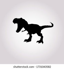 Trex Dinosaur Black Silhouette Icon Vector. Tyrannosaurus Rex Vector. Trex Black Silhouette Icon Vector. Dinosaur Icon Isolated On A White Background