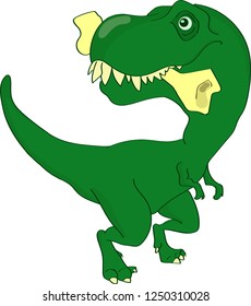 T-Rex dinosaur with bone 