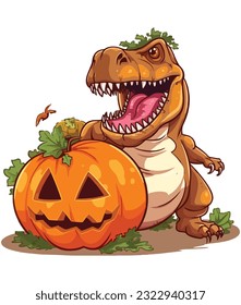 T-rex dinosaur brings pumpkin design