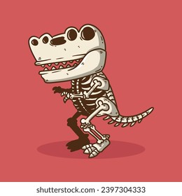 T-Rex dinosaur fossil Cartoon Vector Illustration. Dinosaur vector illustration