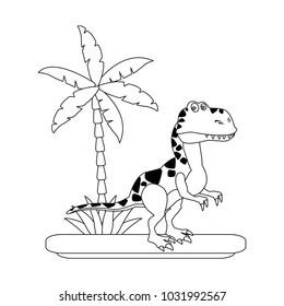 Trex dinosaur on forest cartoon