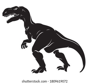 T-Rex Dinosaur, Silhouette Full Length Side View