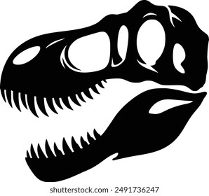 T-Rex Dinosaur Skull Fossil Silhouette Vector