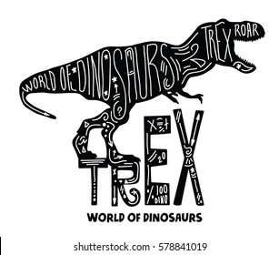 Trex Dinosaur Vector hand drawn background.seek the adventure