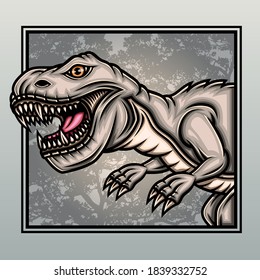 T-rex dinosaurs in the old forest. Premium vector