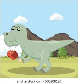 trex eating meat vector illustration design