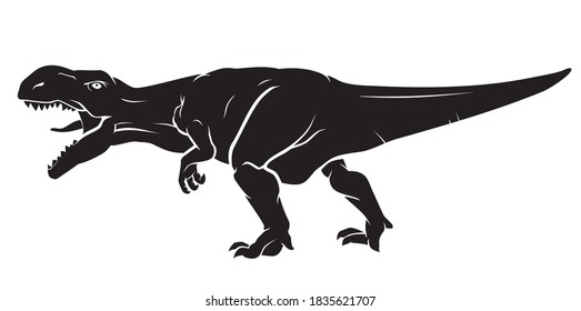 T-Rex Fearsome Growl, Dinosaur Silhouette Illustration