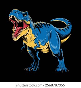 T-Rex Ferocious blue dinosaur illustration