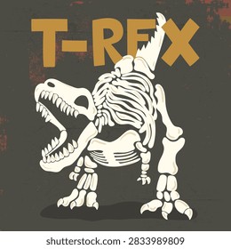 T-rex Fossil Bones Vector Illustration
