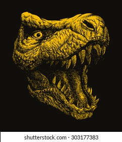 Trex. Hand drawn. Vector illustration. (one compound path, one color, easy editable)