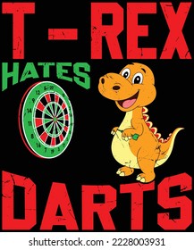 T-Rex hates Darts t-shirt design. svg