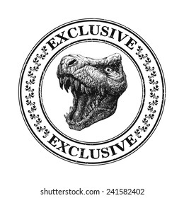 Trex head. hand drawn. Grunge vector illustration