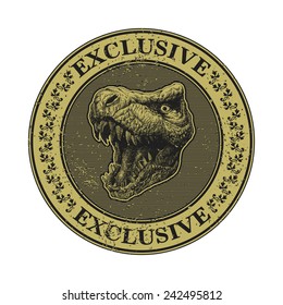 Trex head. hand drawn. Grunge vector illustration