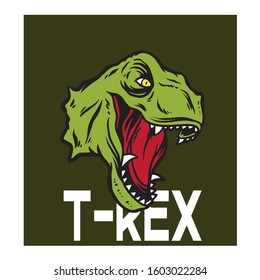 Trex Head Vector Illustration, For Tshirt, Trendy Style