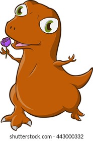 a t-rex holding a flower