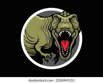 T-rex insignia. Tyrannosaurus rex mascot emblem. Vector illustration