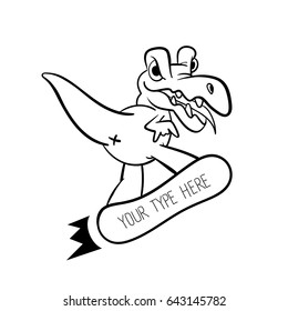 T-Rex jumps on snowboard