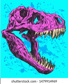 t-rex jurassic art skull skeleton tyrannosaurs reptile print dino t-shirt rex illustration retro creature vector design 