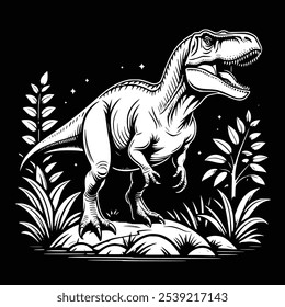 T-rex king of Jurassic for coloring book