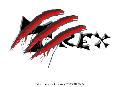 t-rex lettering logo design with claws