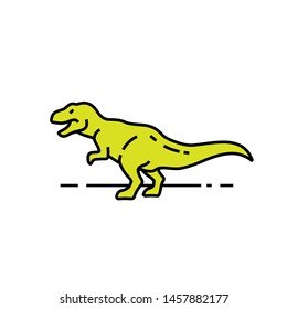 T-Rex line icon. Tyrannosaurus rex symbol. Green jurassic dinosaur sign. Vector illustration.