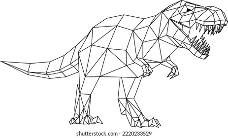 T-rex-Low-Poly-3D-Maschen, Wireframe 