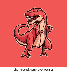 T-rex mascot logo cartoon illustration