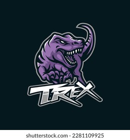 Trex mascot logo design with modern illustration concept style for badge, emblem and tshirt printing. Angry trex illustration.