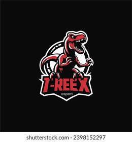 T-Rex mascot and symbol e-sport logo design inspiration 