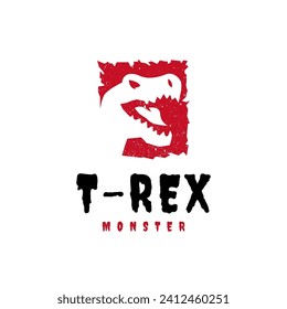 T-rex monster logo dinosaur animal predator in flat template vector design style