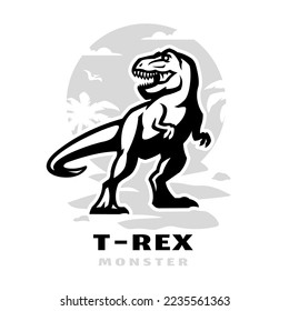 T-rex Monster Logo. Dinosaurier. Tyrannosaur.