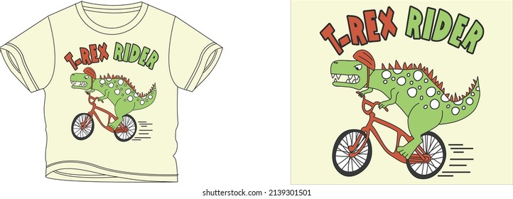 T-rex rider t-shirt design background color is a light yellow and t-shirt color is a  beautiful color and beautiful design