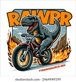 T-Rex Riding Bike art Illustration