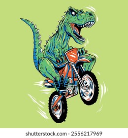 T-Rex Riding Cycle Graphic for printing and poster