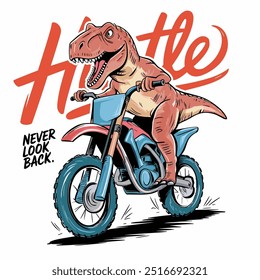 T-Rex Riding a Motocross Bike Illustration