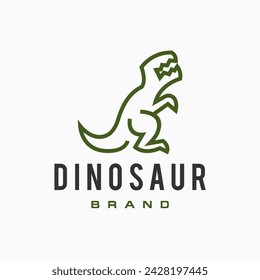 T-rex simple line icon logo vector design, modern logo pictogram design of tyrannosaurus