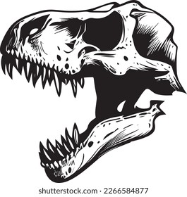T-rex Skull Logo Monochrome Design Style