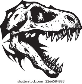 T-rex-Skull-Logo, einfarbiger Designstil