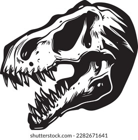 T-rex Skull Logo Monochrome Design Style