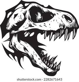 T-rex Skull Logo Monochrome Design Style