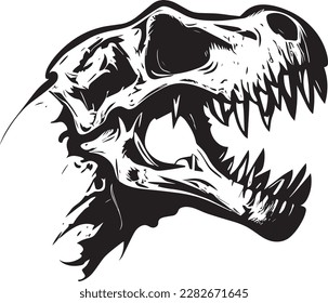 T-rex Skull Logo Monochrome Design Style