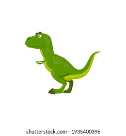 T-rex theropod dino extinct animal, coelurosaurian dinosaur isolated green cartoon animal. Vector Parasaurolophus, Tyrannosaurus. Tyrannosauridae or tyrannosaurids, tyrant lizards prehistoric reptile