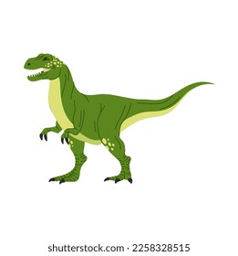 T-rex theropod dino extinct animal, dinosaur isolated green cartoon animal. Vector Tyrannosaurus, tyrant lizard prehistoric reptile