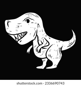 Trex tyrannosaurus grunge. Prehistoric carnivorous dinosaur. Vector illustration isolated on transparent, trex dinosaur