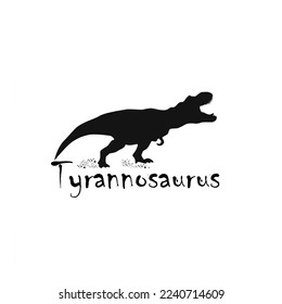 T-rex tyrannosaurus silhouette. Vector illustration growling screaming tyrannosaurus rex dinosaur silhouette isolated on white background