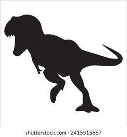 T-rex tyrannosaurus silhouette. Vector illustration growling screaming tyrannosaurus rex dinosaur silhouette isolated on white background. black dinosaur Standing dino logo icon, side view 